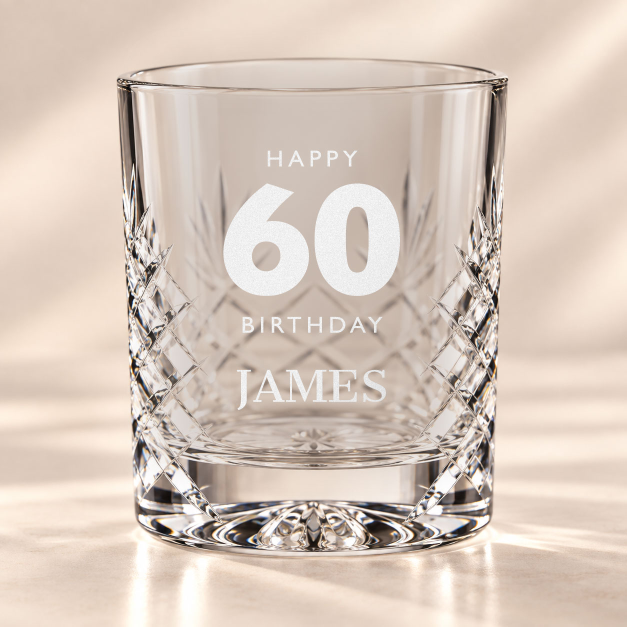 Personalised bold milestone birthday cut crystal whisky tumbler